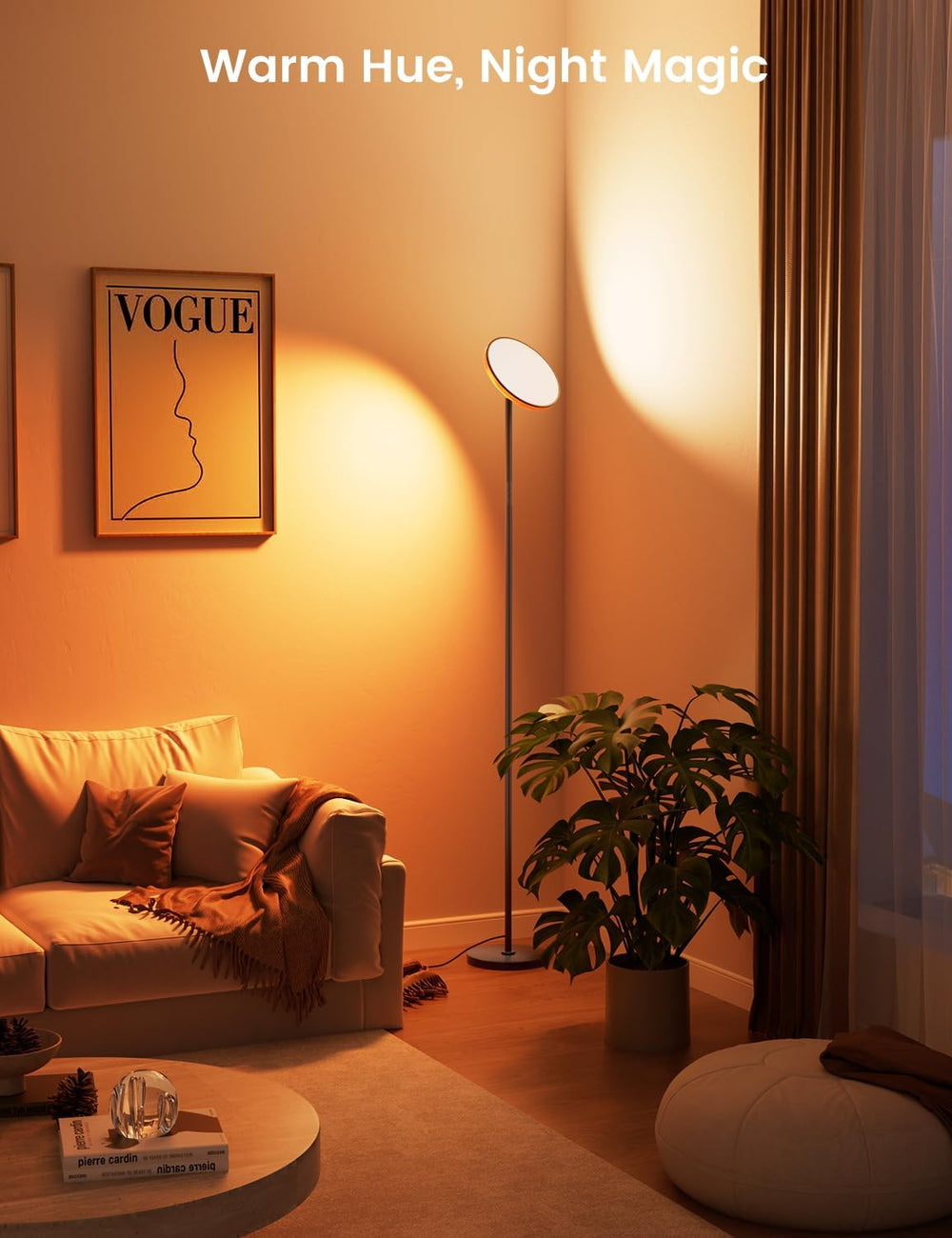 UFO Torchiere Floor Lamp, RGB Ambient Light, 42W 3700LM, Black