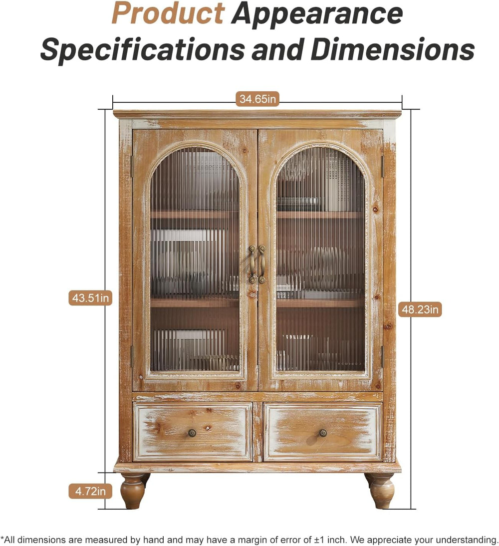 LKTART 48" Tall Solid Wood Sideboard Buffet Storage Cabinet with Drawers