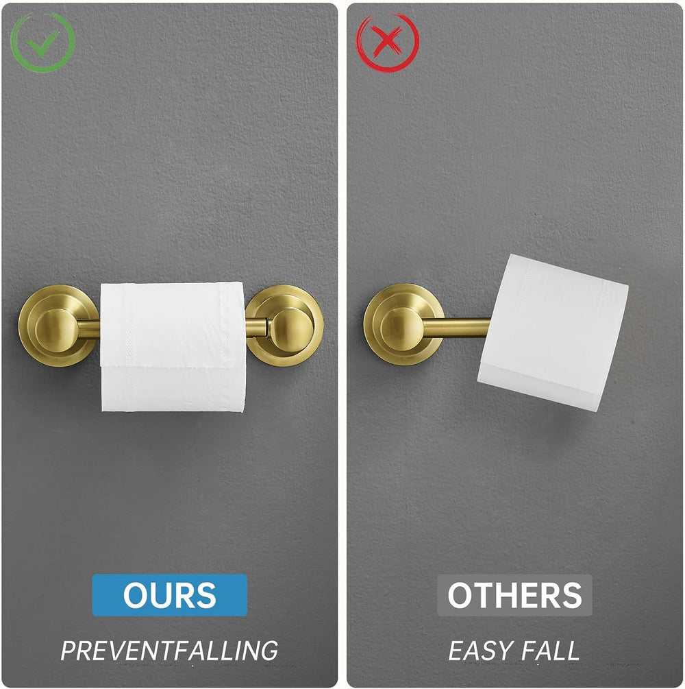 RUMOSE Pivoting Toilet Paper Holder and Hand Towel Ring, Brushed Gold