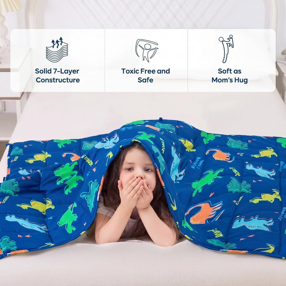 Kivik Weighted Blanket 3lbs, Cooling Blue Dinosaur Heavy Blankets, 36"x4...