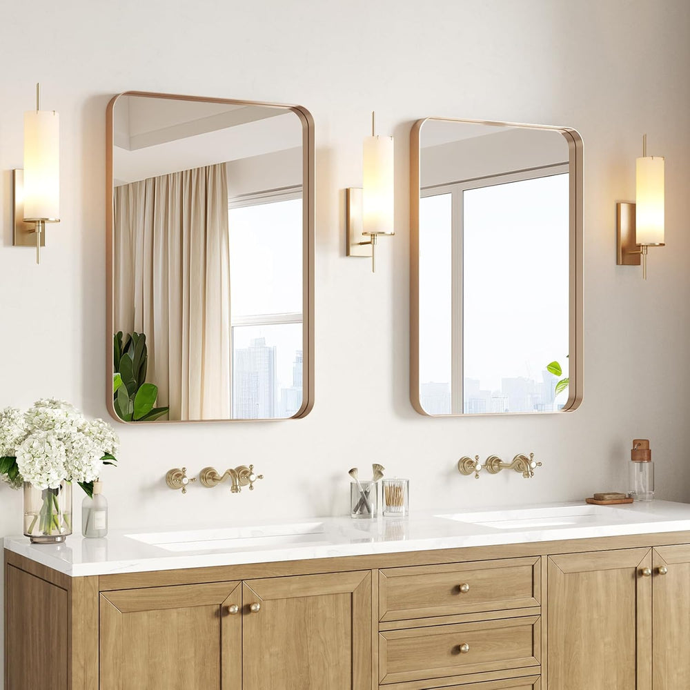 USHOWER Gold Bathroom Mirrors for Over Sink 22"x30" 2 Pack