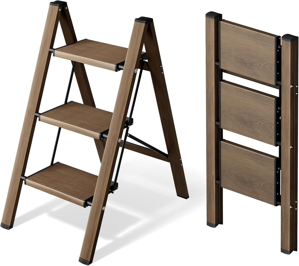 HillhutApex 3 Step Stool Foldable Ladder,Aluminum Step Ladder