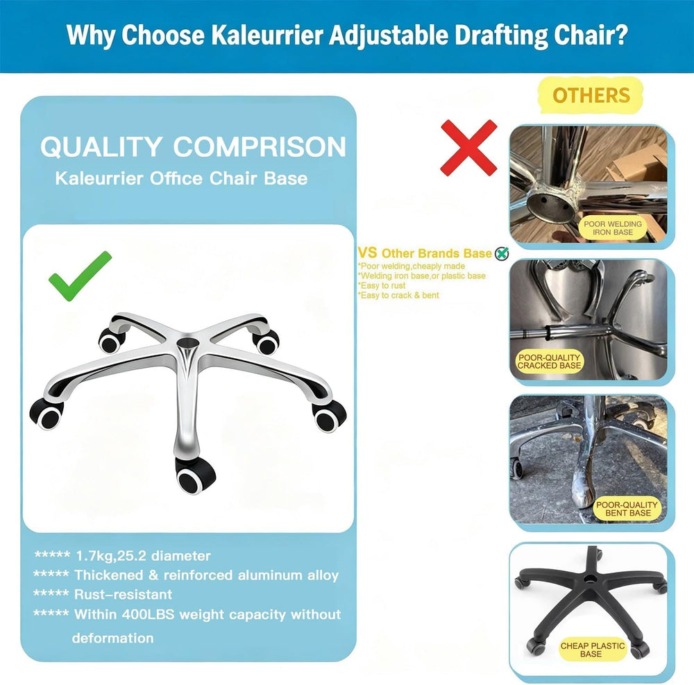Kaleurrier Adjustable Stools Drafting Chair: with Back Rest & Foot Rest