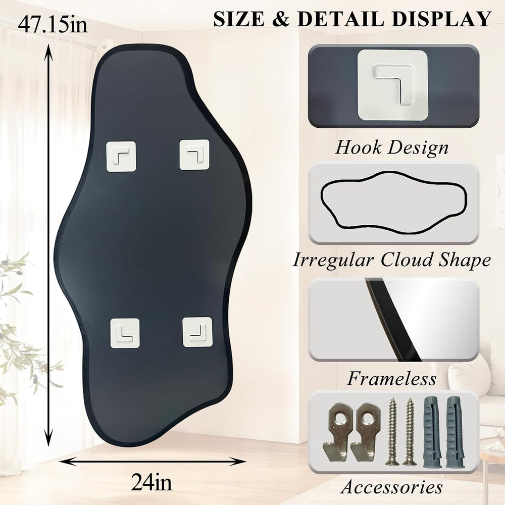 47"x24" Irregular Wall Mirror, Asymmetrical Frameless Mirror