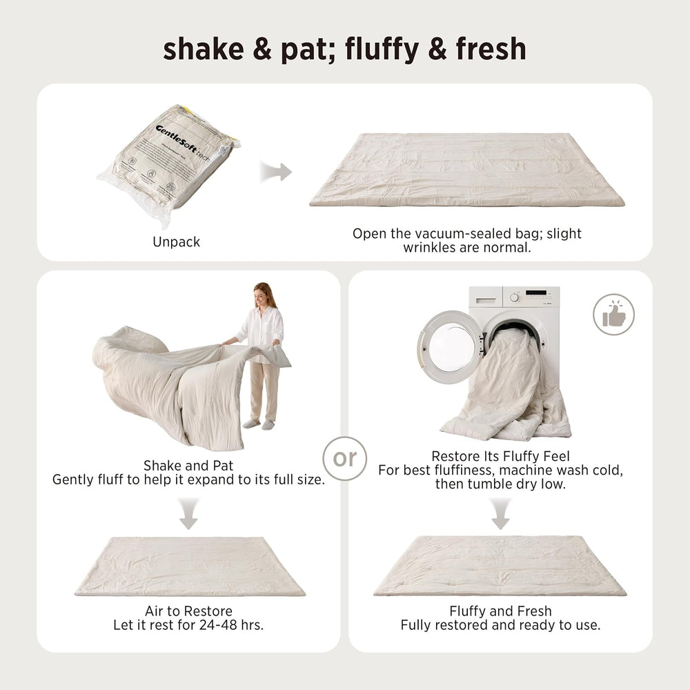 Bedsure Queen Comforter Set 4 Piece, Beige Boho, Pinch Pleat, All-Season