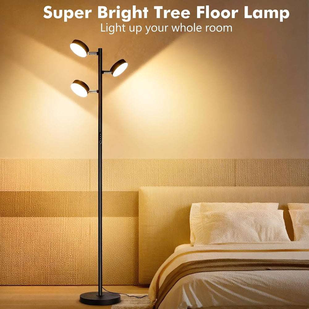 Tree Floor Lamp for Living Room - Modern Black Standing Lamp