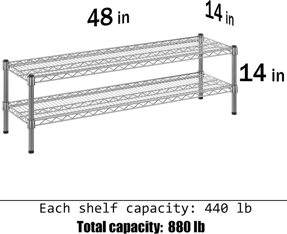 14" Deep x 48" Wide x 14" Height Wire Shelving Kit | 2-Tier | ...