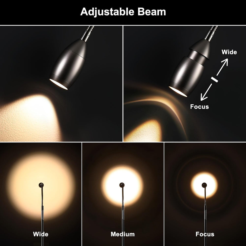 72" Reading Floor Lamp,Gooseneck LED Lamp with Zoomable Spotlight,Nickel