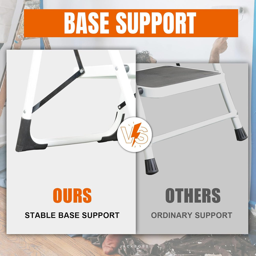 Jack Boss 2 Step Ladder, Folding Lightweight Step Stool with Wide Anti-Slip P...