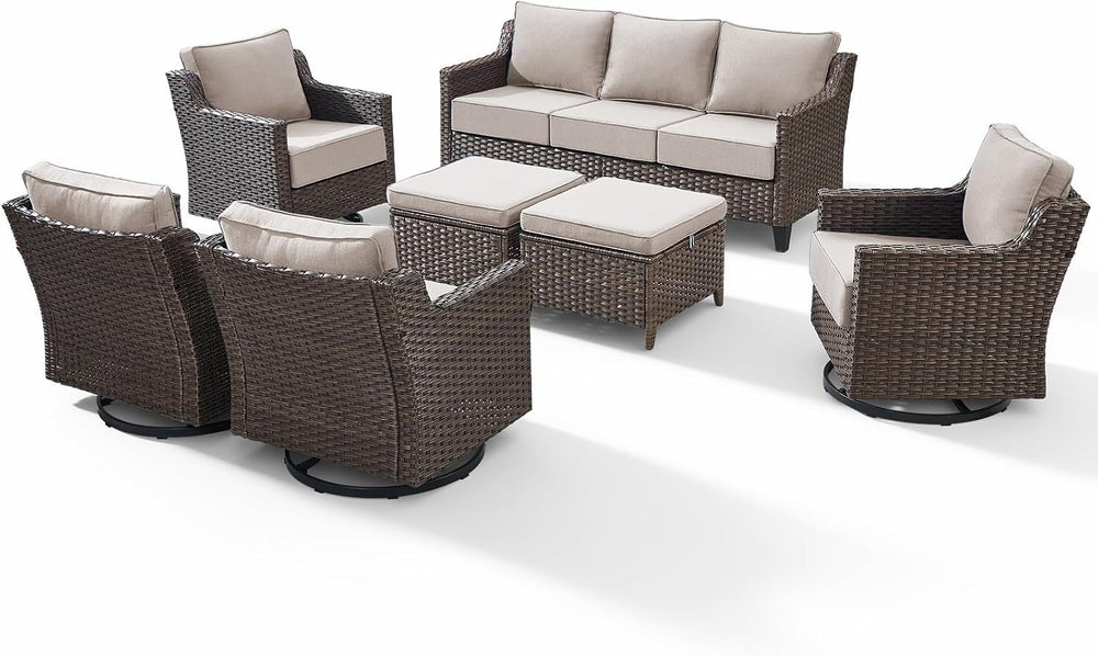 Luxury 7 Pieces Outdoor Patio Furniture Set-All Weather Outdoor Swivel Rocker...