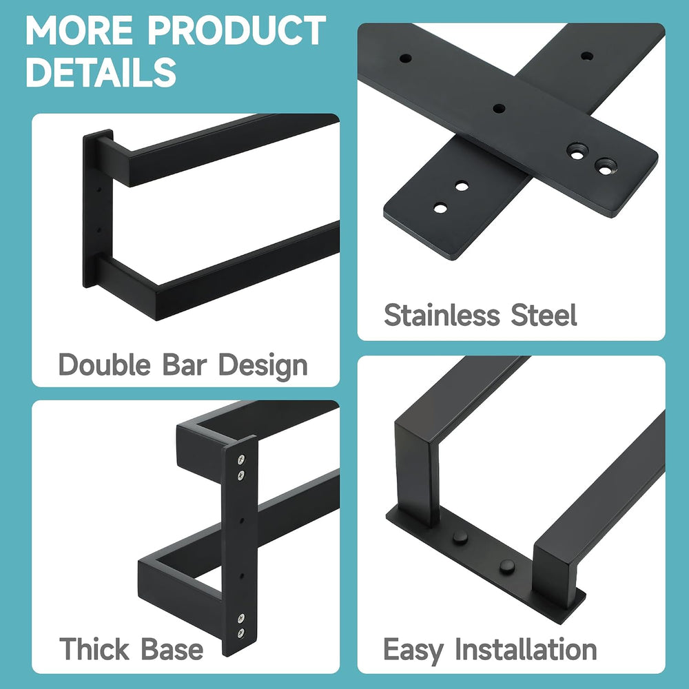 Alise Double Towel Bar, 24" Double Towel Racks for Bathroom, Matte Black