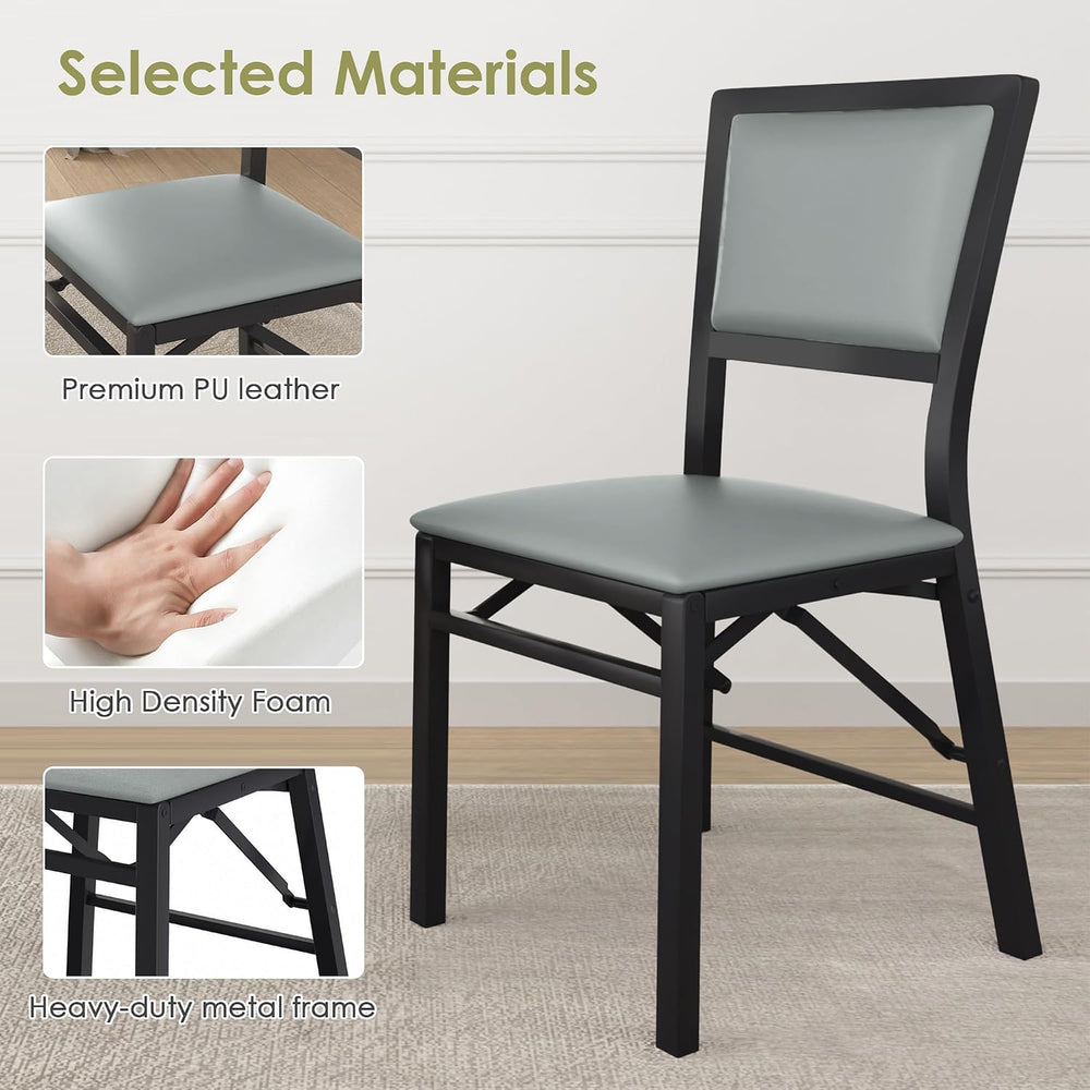 VECELO Folding Chairs Set of 4 with Cushion, Foldable Padded Seats with Heavy...