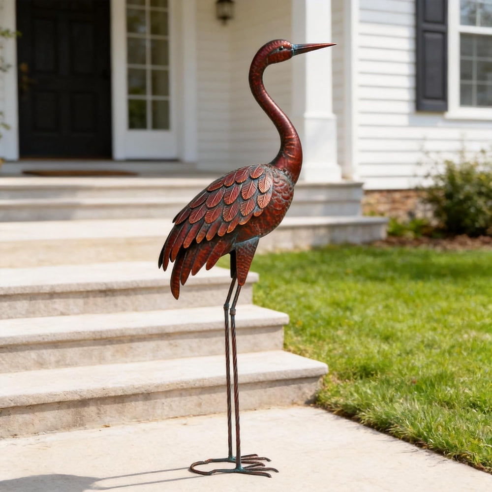 chisheen Outdoor Garden Crane Statues and Sculptures Metal Yard Art Statue fo...