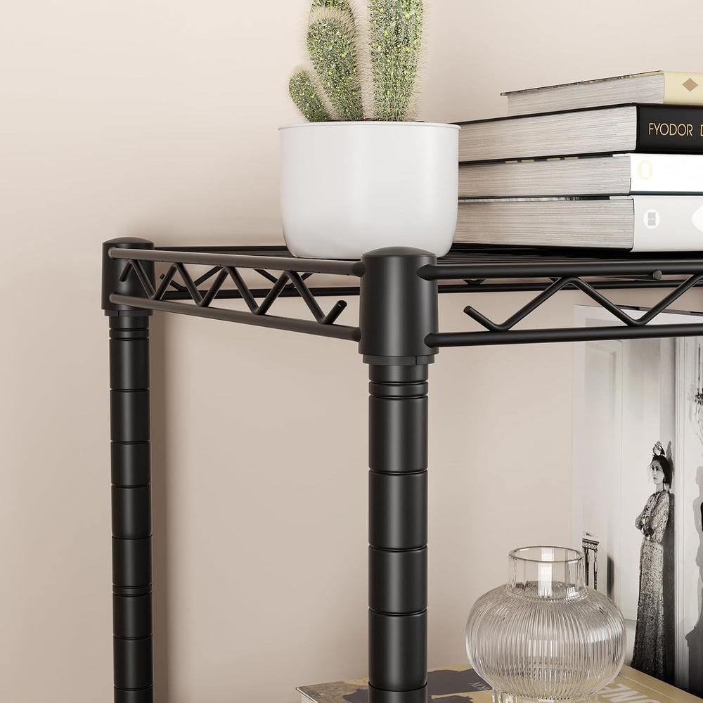 SINGAYE 4 Shelves Storage Shelf Wire Shelving Unit Metal Adjustable Wheels