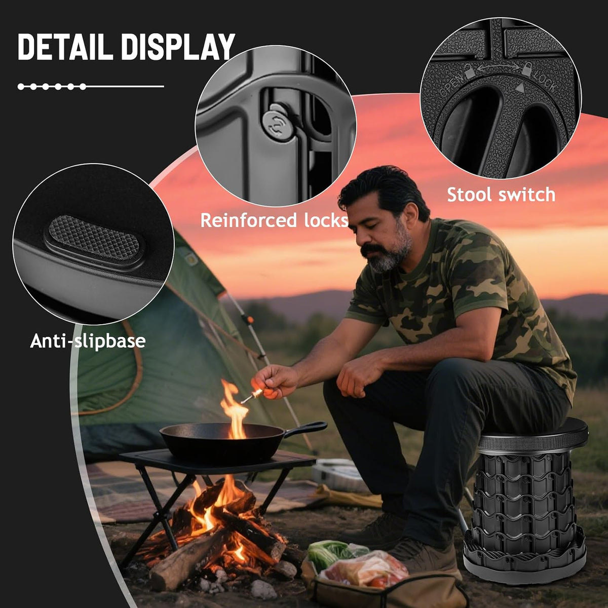 Upgraded Collapsible Stool, Portable Foldable Seats