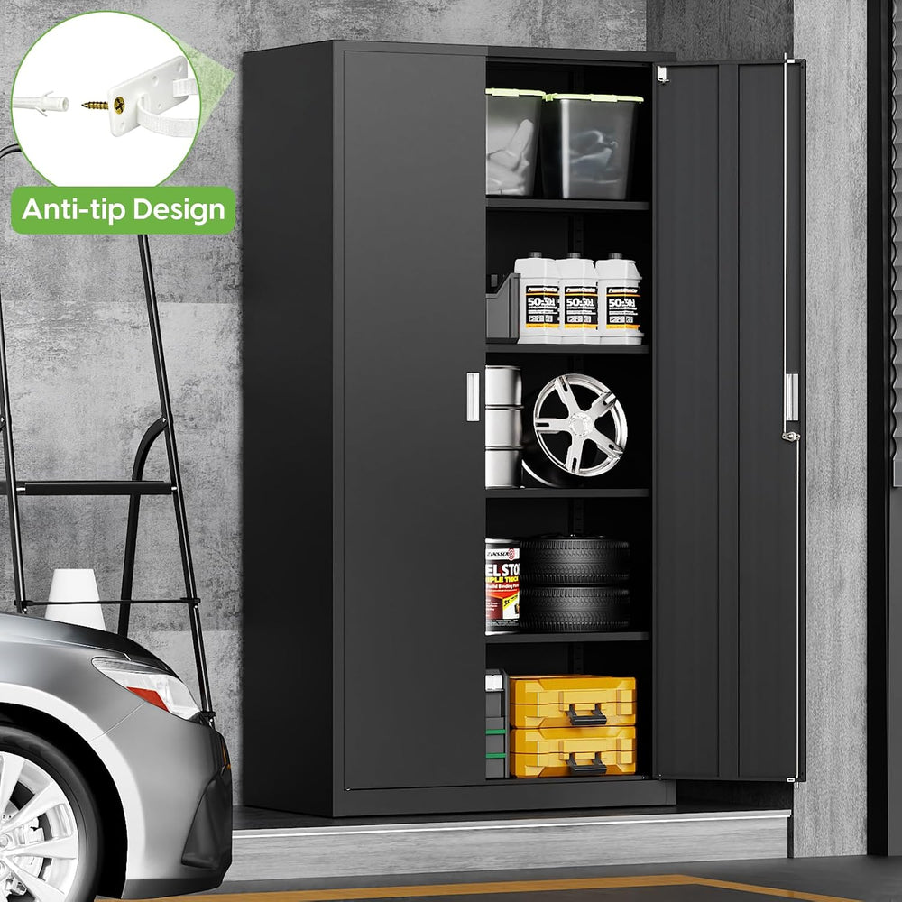Locking Metal Storage Cabinet,71" Tall Steel Garage Cabinets