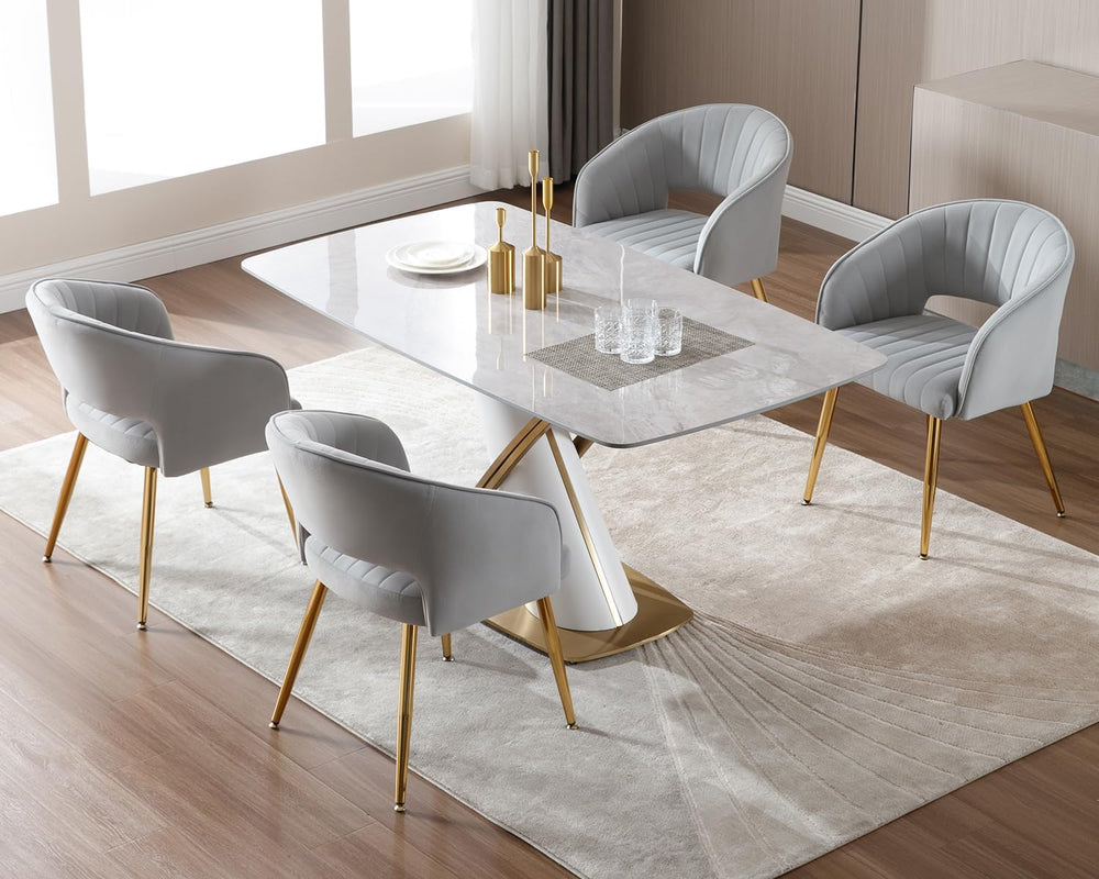 KCC Velvet Desk Chair Upholstered Tufted Chairs Dining Chairs 1 PC & Gray