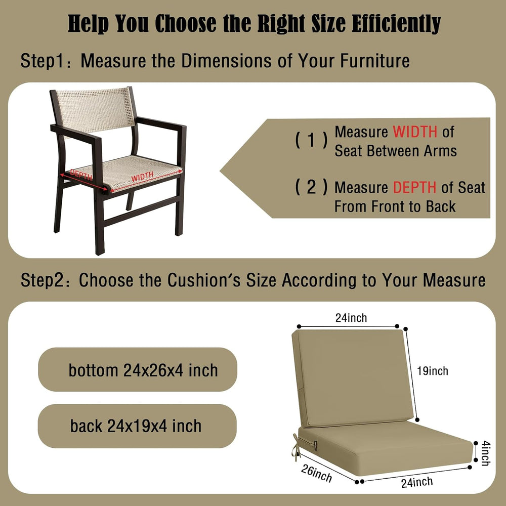 idee-home Outdoor Chair Cushions for Patio Furniture, Outdoor Seat Cushion