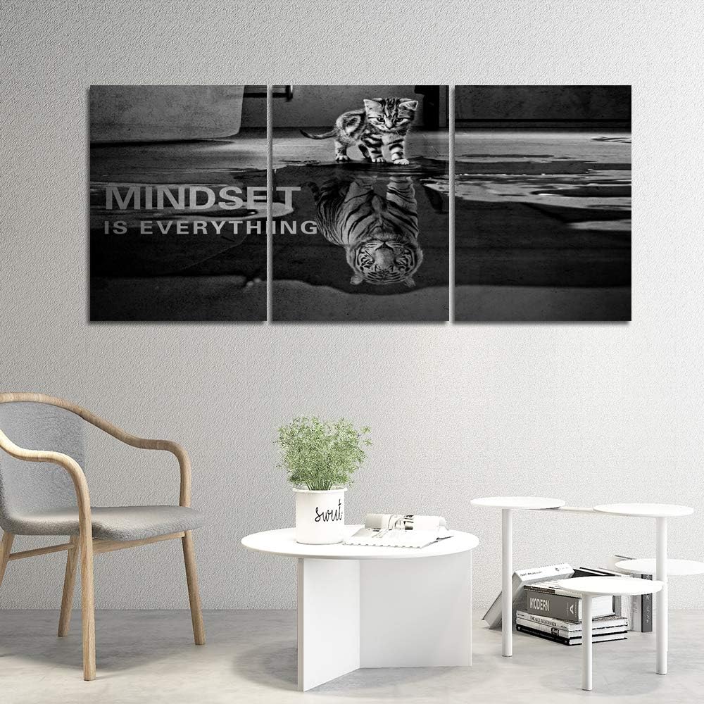 3 Panels Mindset is Everything Motivational Canvas Wall Art Inspirational Ent...