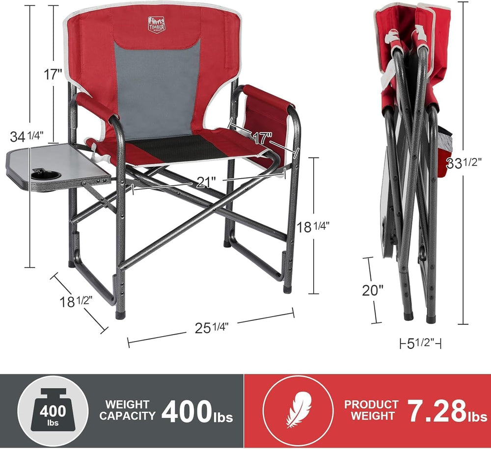 TIMBER RIDGE Lightweight Oversized Camping Chair, Aluminum Directors Chair wi...