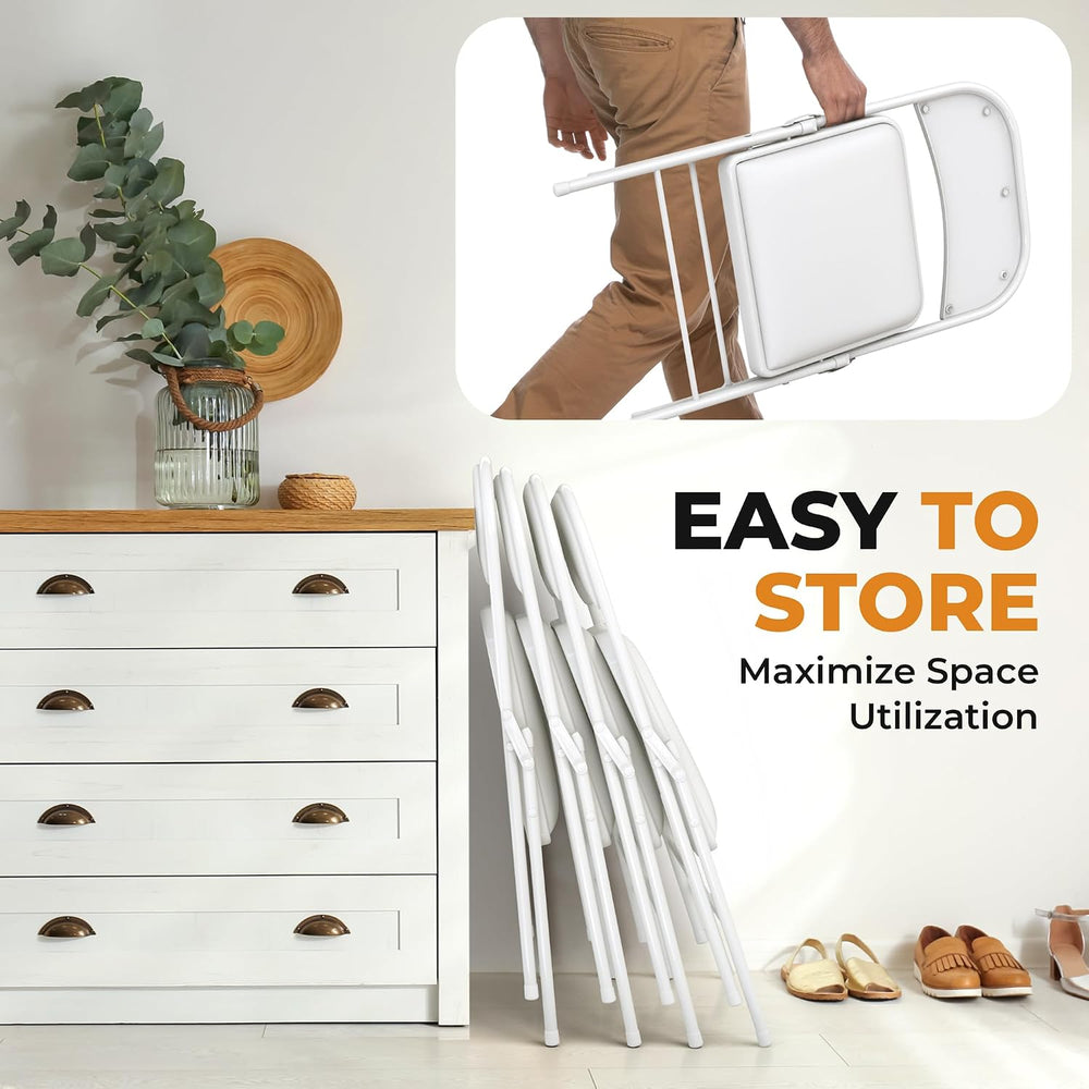 Our Modern Space 4 Pack Leather Chair | Foldable & Stackable | 350 lbs Ca...