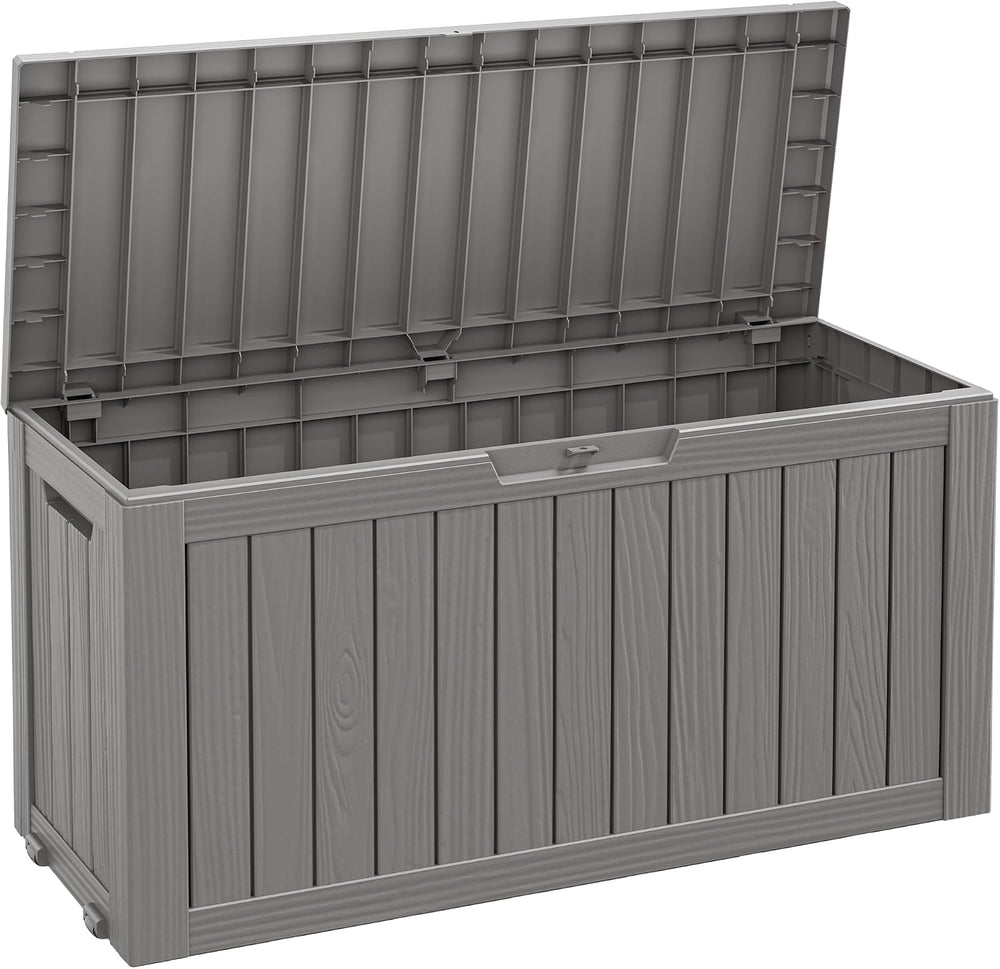 Fancyango 75 Gallon Large Outdoor Storage Deck Box Waterproof, Grey
