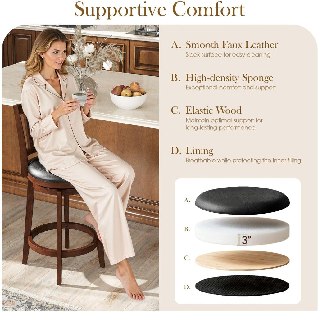 Sophia & William 26 Inch Swivel Bar Stools Set of 6, Counter Height Stools