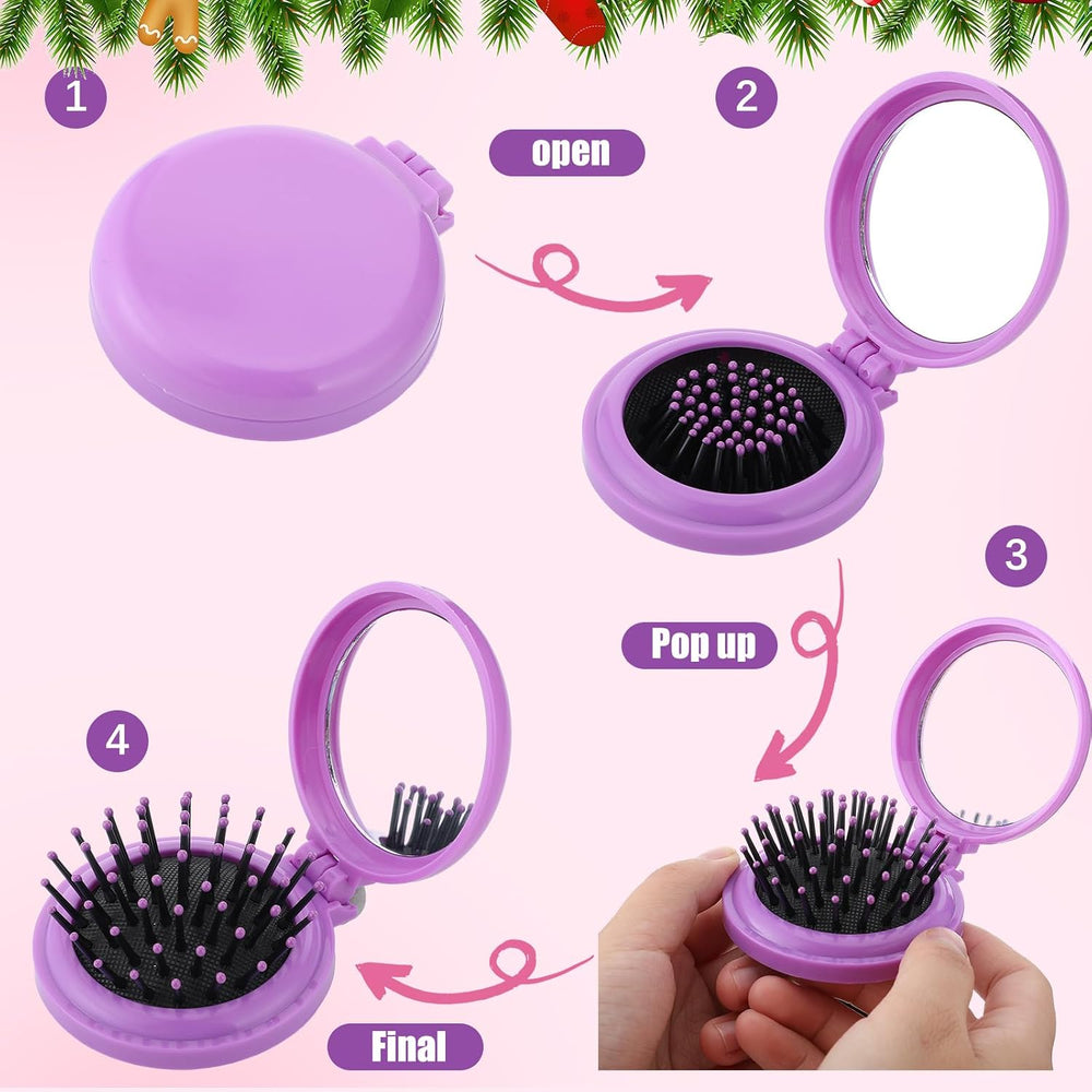 Barydat Mini Travel Folding Hair Brush with Mirror Bulk Portable, 100 Pcs