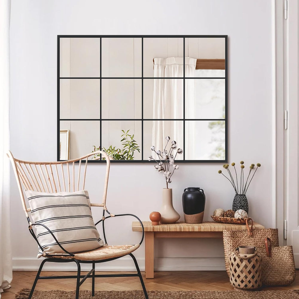 Suidia Wall Mirror, 30" x 40" Window Decorative Mirrors, Metal Fram...