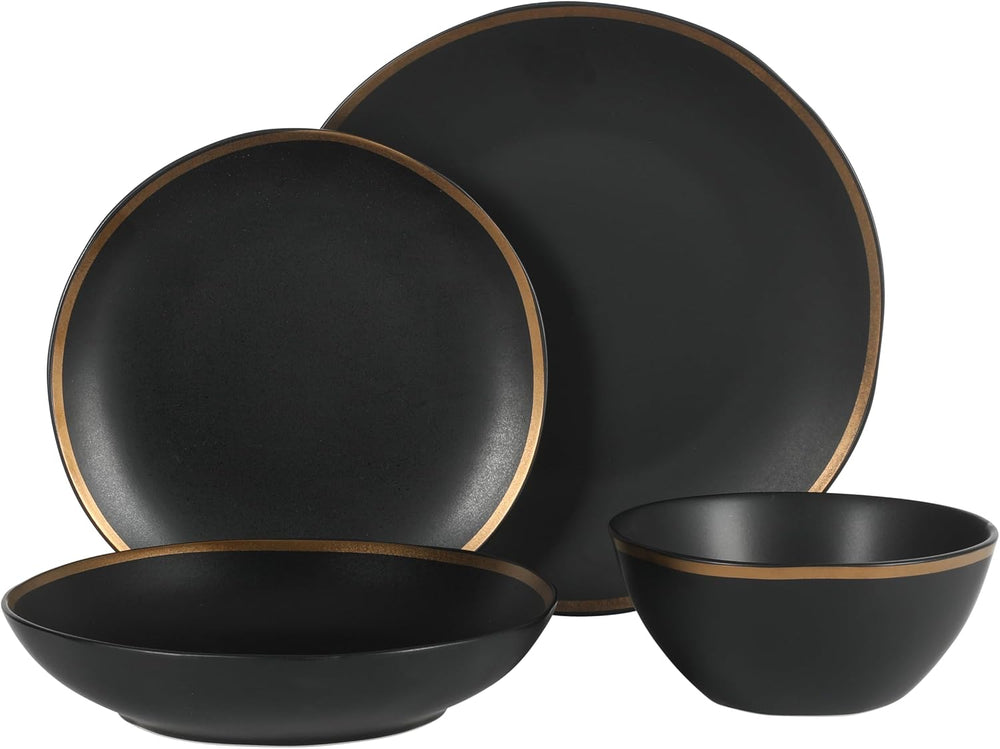 Gibson Elite Kings Road Double Plates and Bowl Organic Round Porcelain Dinner...