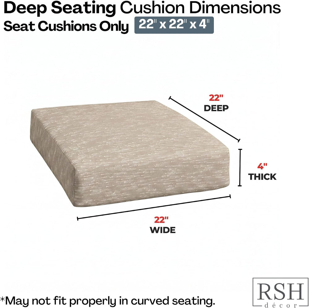 RSH DECOR Set of 2 Sunbrella Deep Seating Chair Cushions | 22" x 22&quot...
