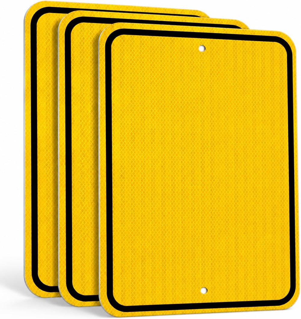Blank Yellow Aluminum Sign, 18"x12", Engineer Grade Reflective 3-Pack