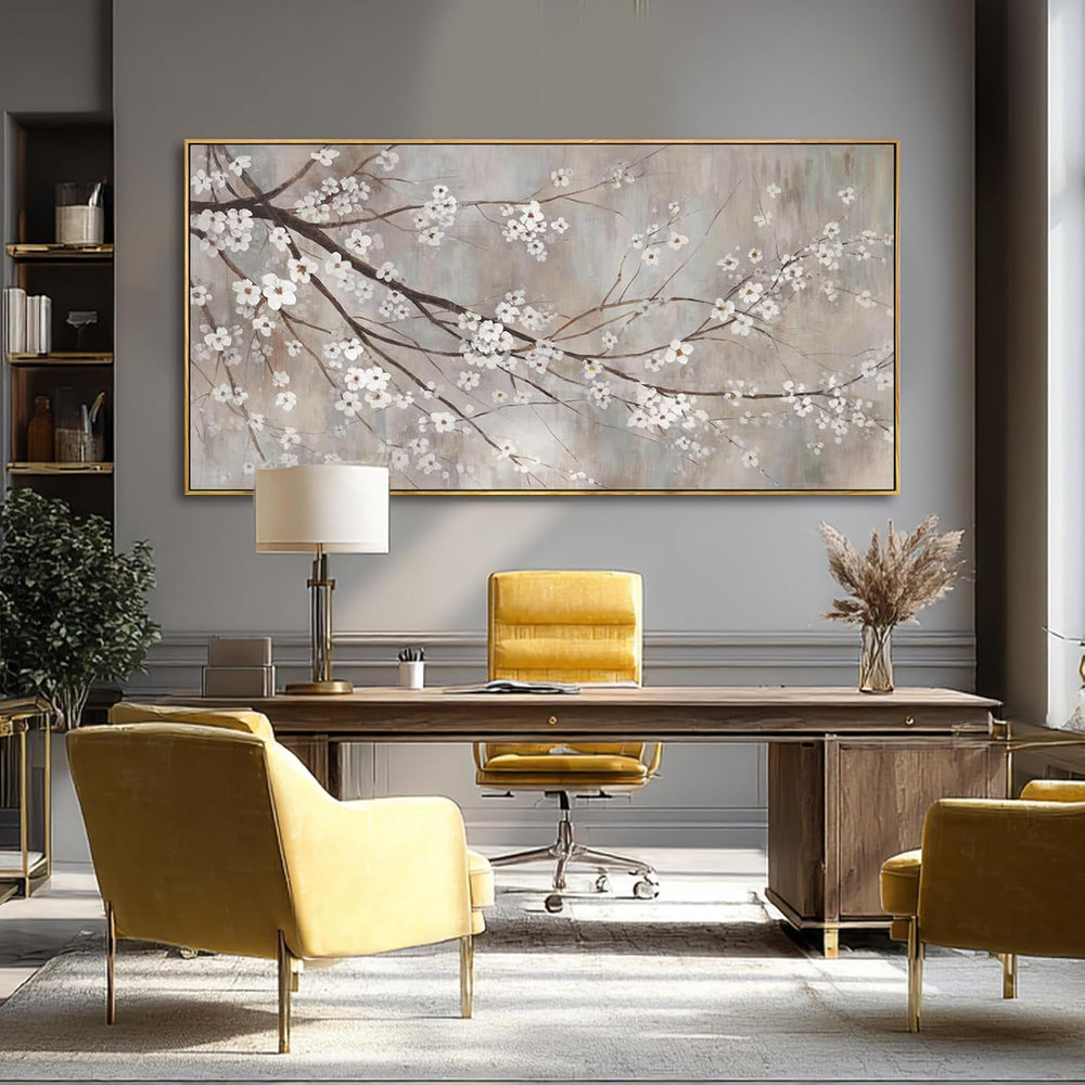 Flowers Wall Art Grey Pictures Wall Painting Large Framed Canvas Art Landscap...