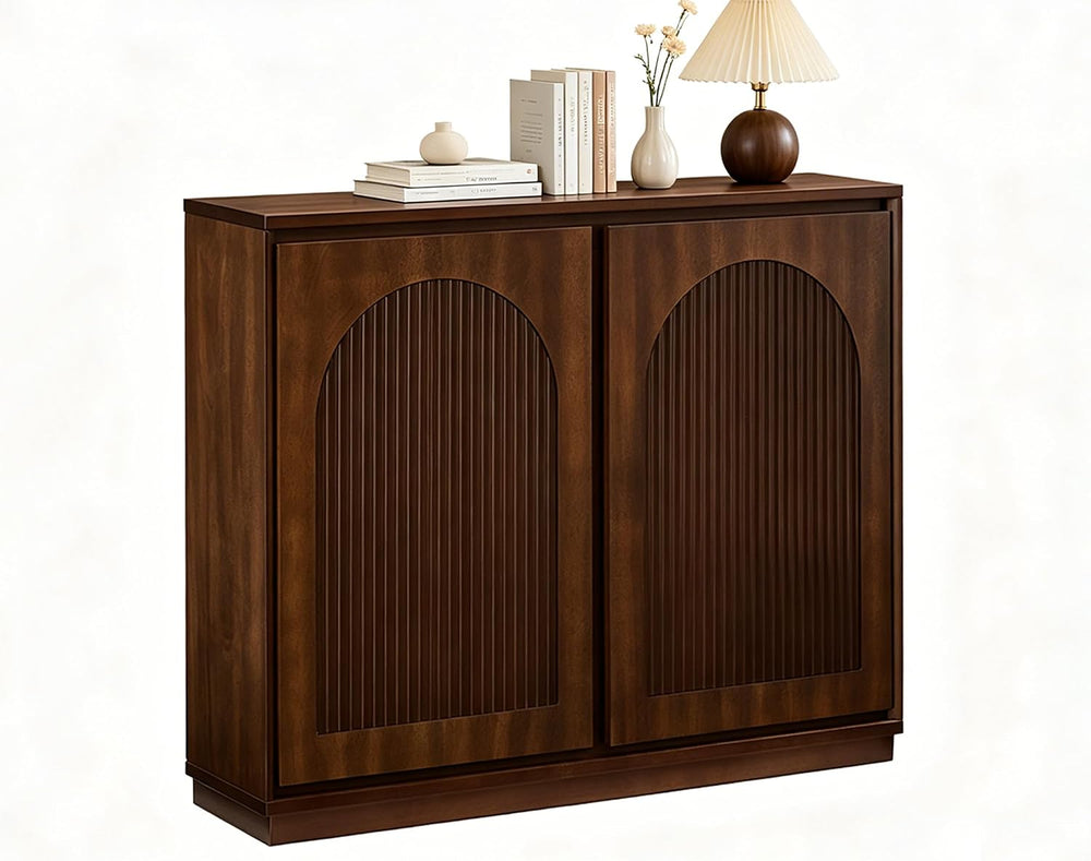 LKTART Narrow Sideboard Buffet Storage Cabinet,Thin Entryway Cabinet,Walnut