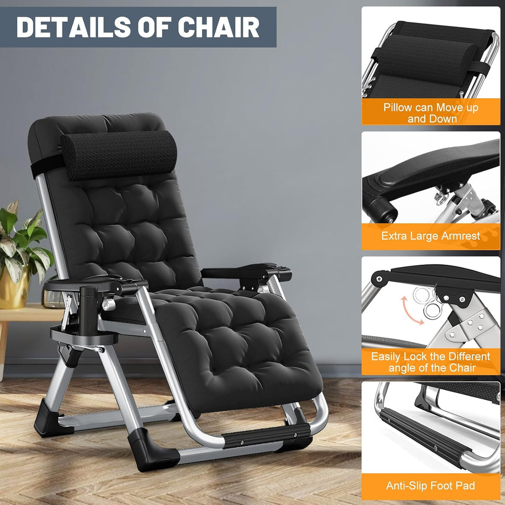 LILYPELLE Comfy Folding Chair, Folding Lounge Chair with Cushion