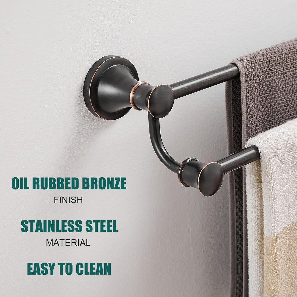 Hoimpro Double Towel Bar Towel Rack for Bathroom Wall Mounted Bronze