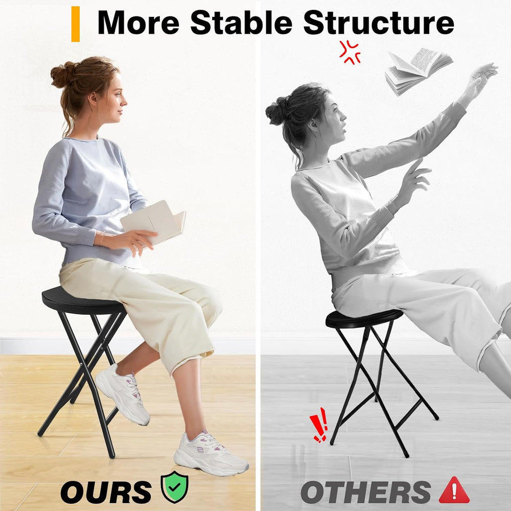 Portable Folding Chair with Handle, Heavy Duty Round Fold Stool Chair