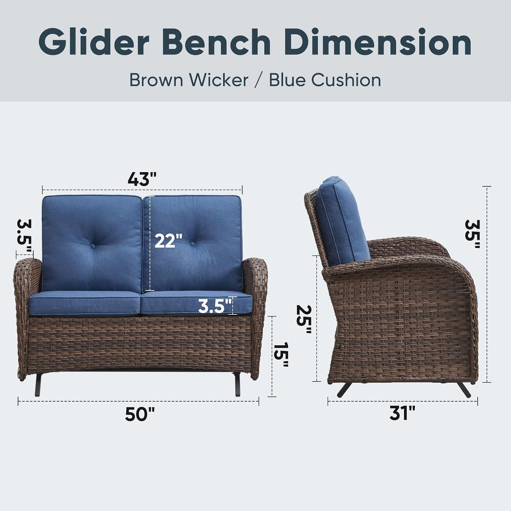 Belord Outdoor Glider Bench Patio Loveseat - 500 Lbs Weight Capacity 2 Seater...