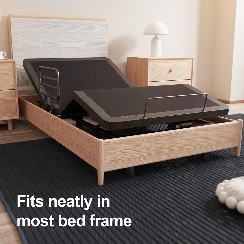 AbyssZen Home Care Electric Adjustable Bed Frame with Safety Rail, Twin XL