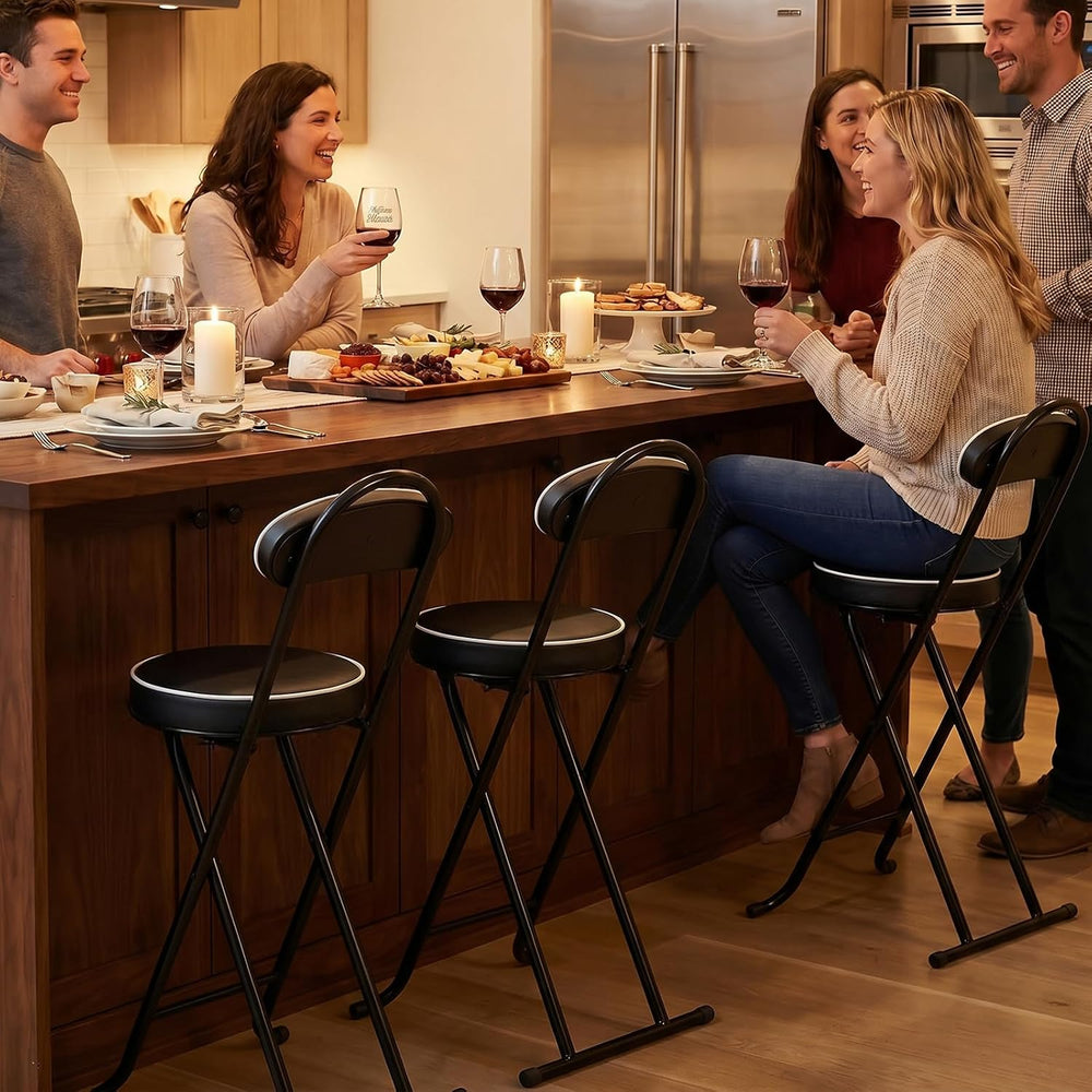 Folding Bar Stool,24" Portable High Counter Foldable Stool Chair