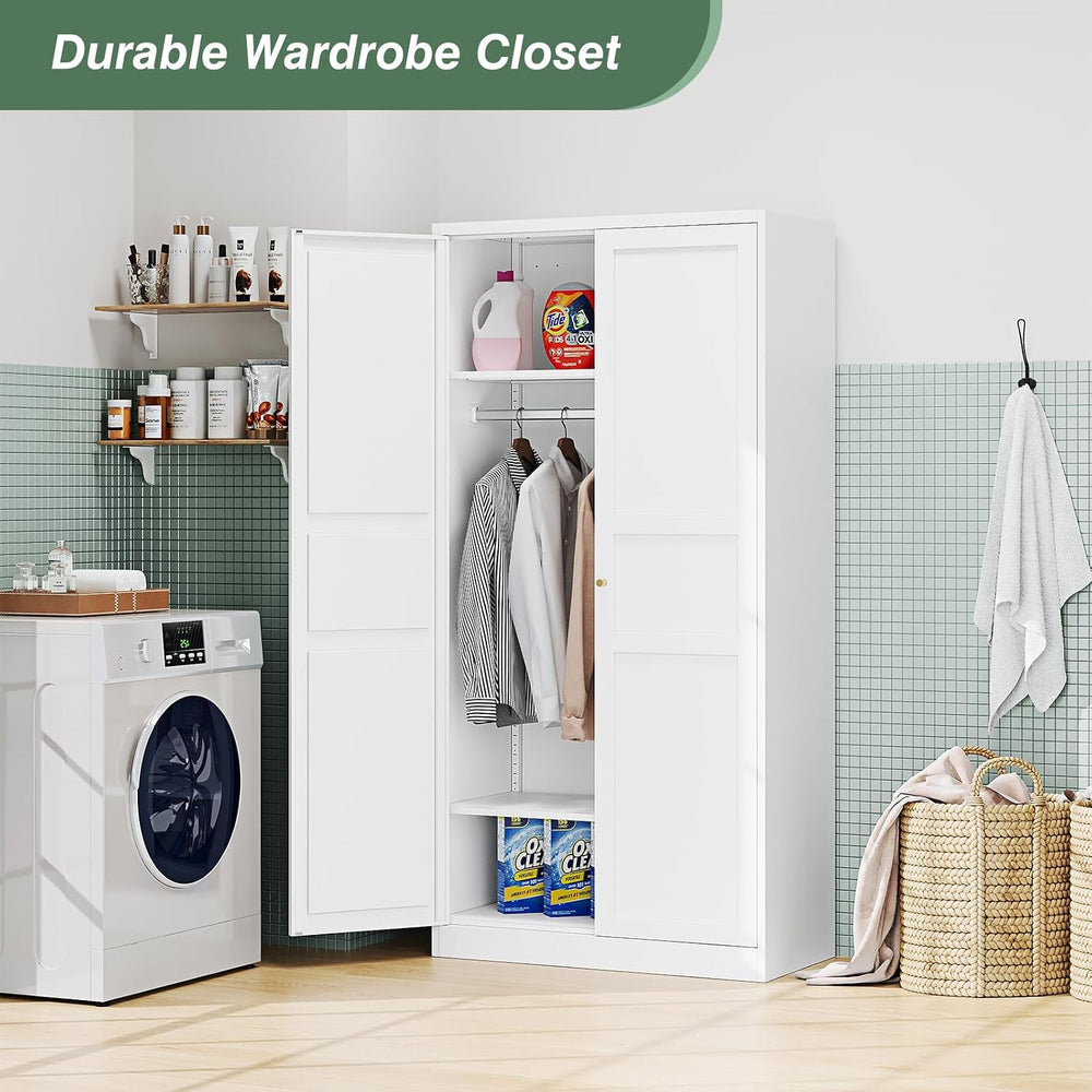 Metal Armoire Wardrobe Closet Cabinet,White Armoire Wardrobe Closets Storage ...