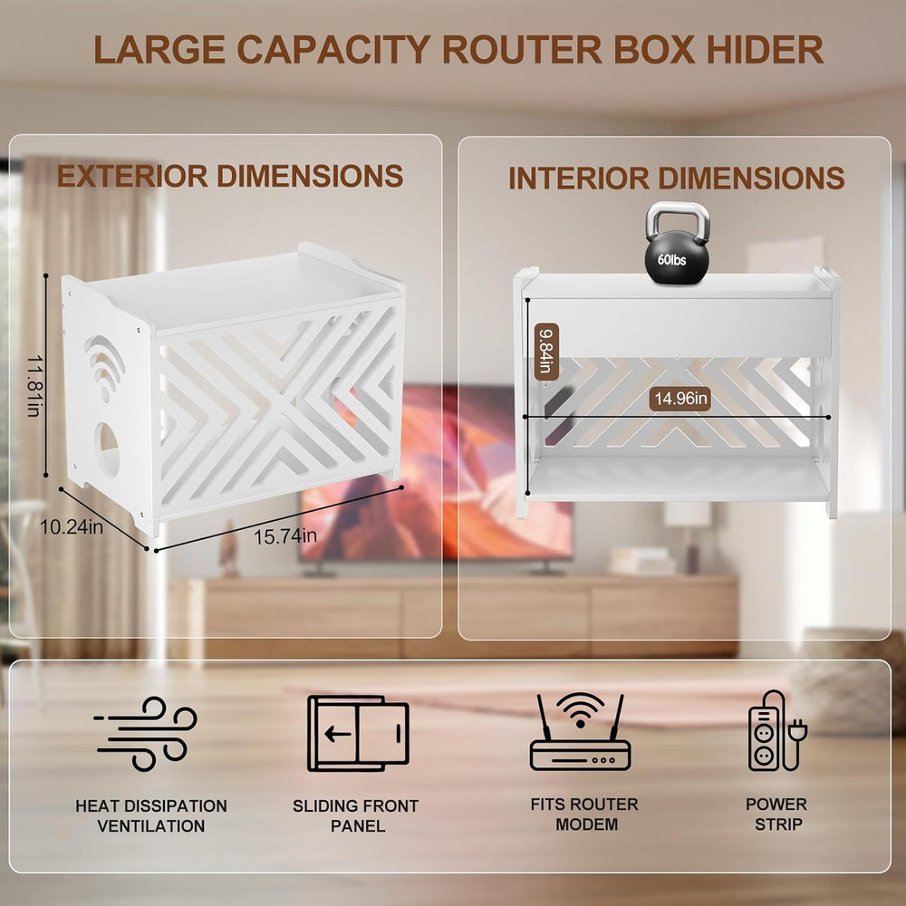 Router Box Hider & Projector Shelf -Decorative WiFi Router Storage Cabinet