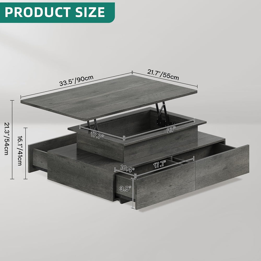 YITAHOME Lift Top LED Coffee Tables for Living Room, Grey