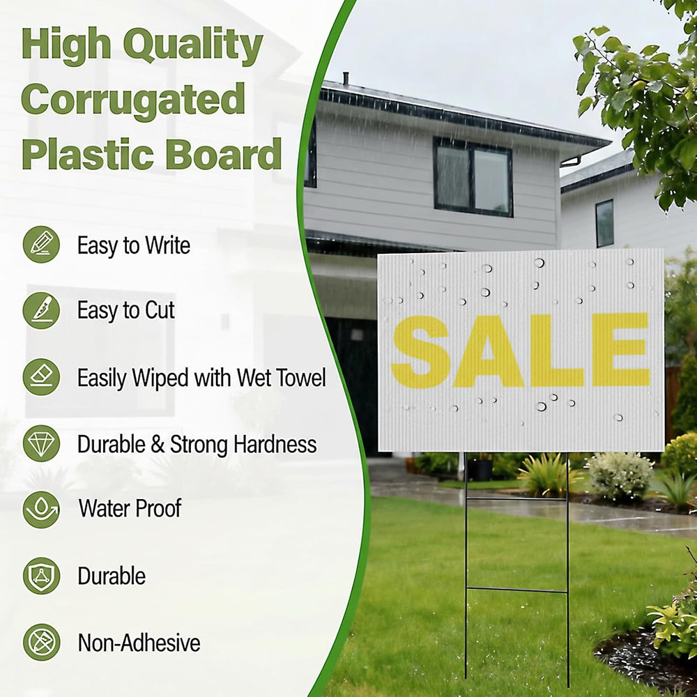 2 Pack 24 x 36 Inch Blank Yard Signs with Metal Stakes, White