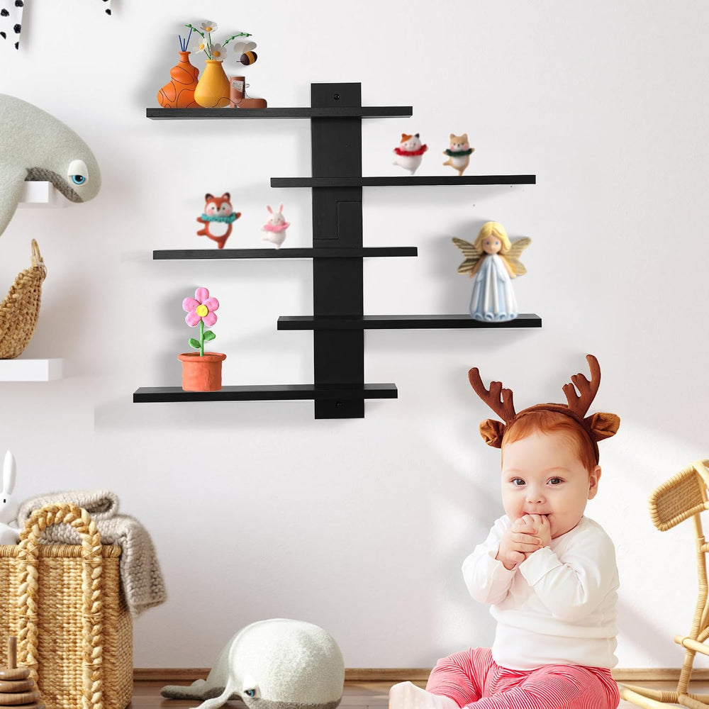 Floating Shelf for Wall,Trinket Display Rack for Collectibles,Black