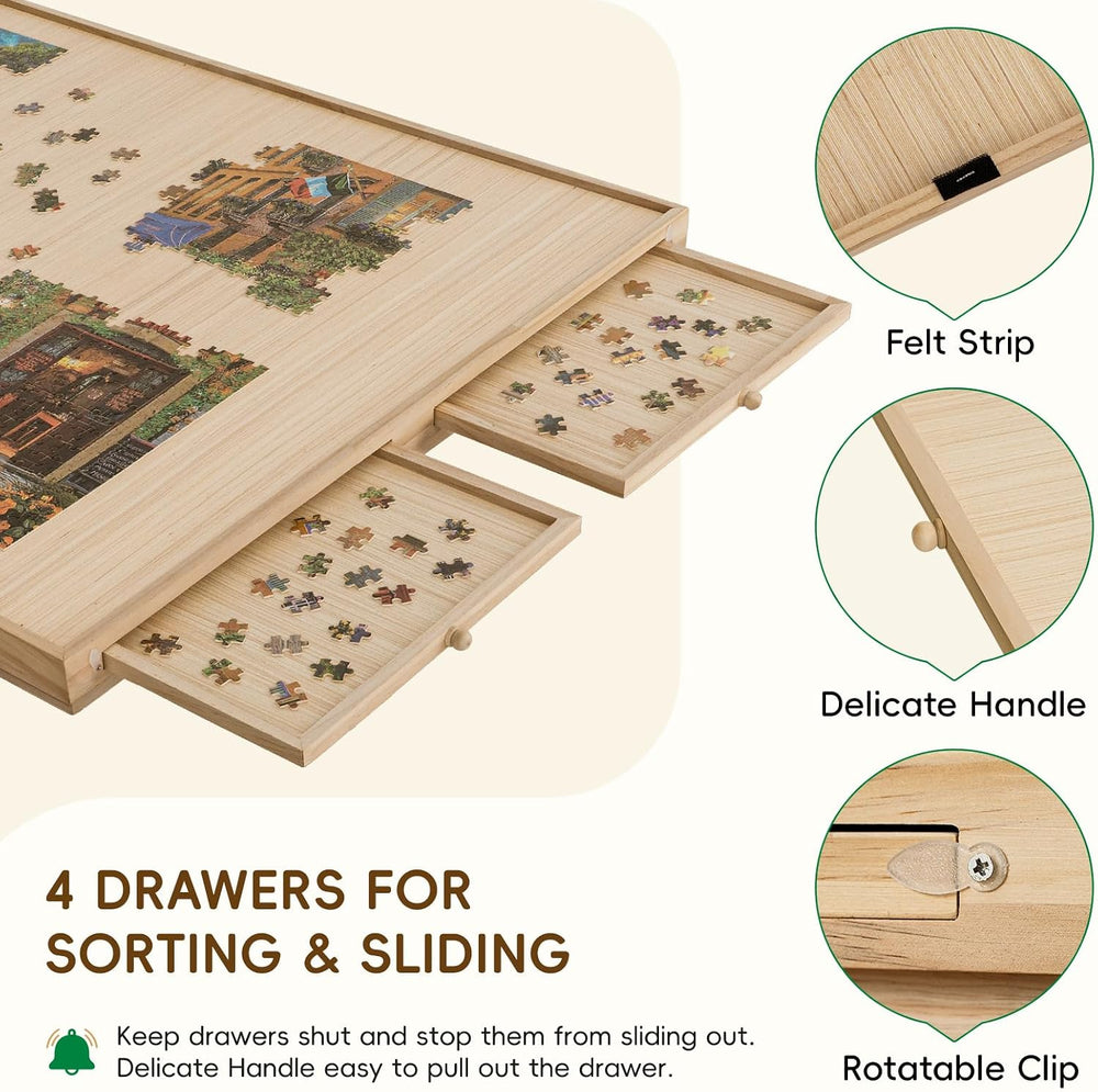 TEAKMAMA 1500 Pieces Puzzle Table, 27.6"H Puzzle Board with Legs for Adults
