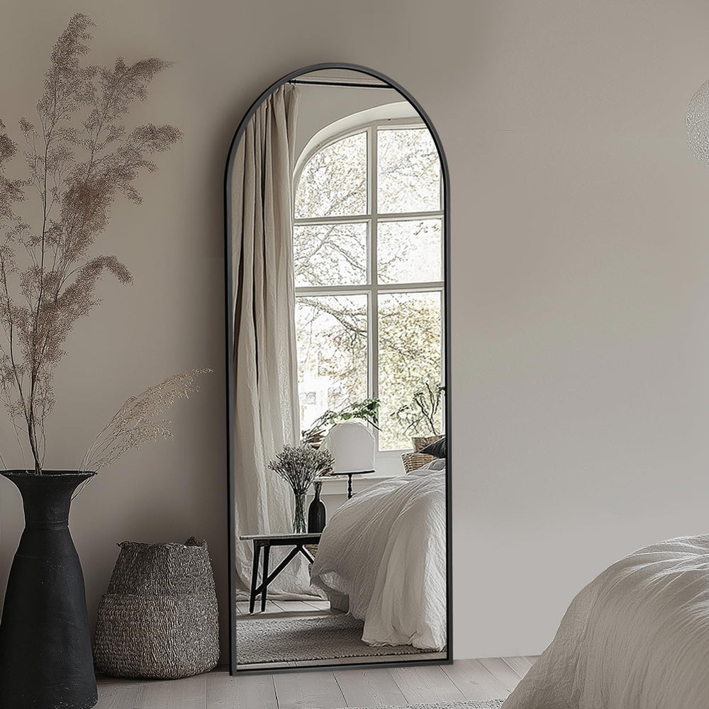 56"x14" Arched Full Length Mirror with Stand,Full Body Floor Mirror
