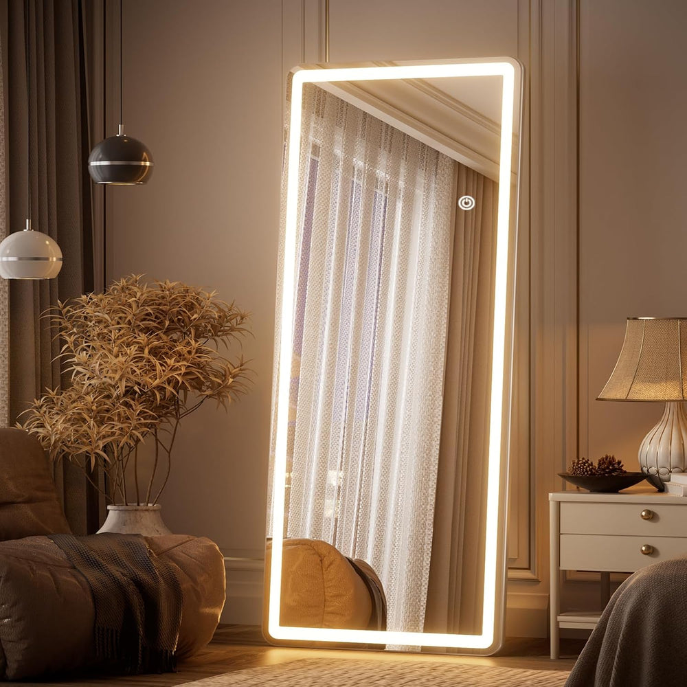 56"x20" Dimmable 3-Color LED Full Length Floor Body Mirror