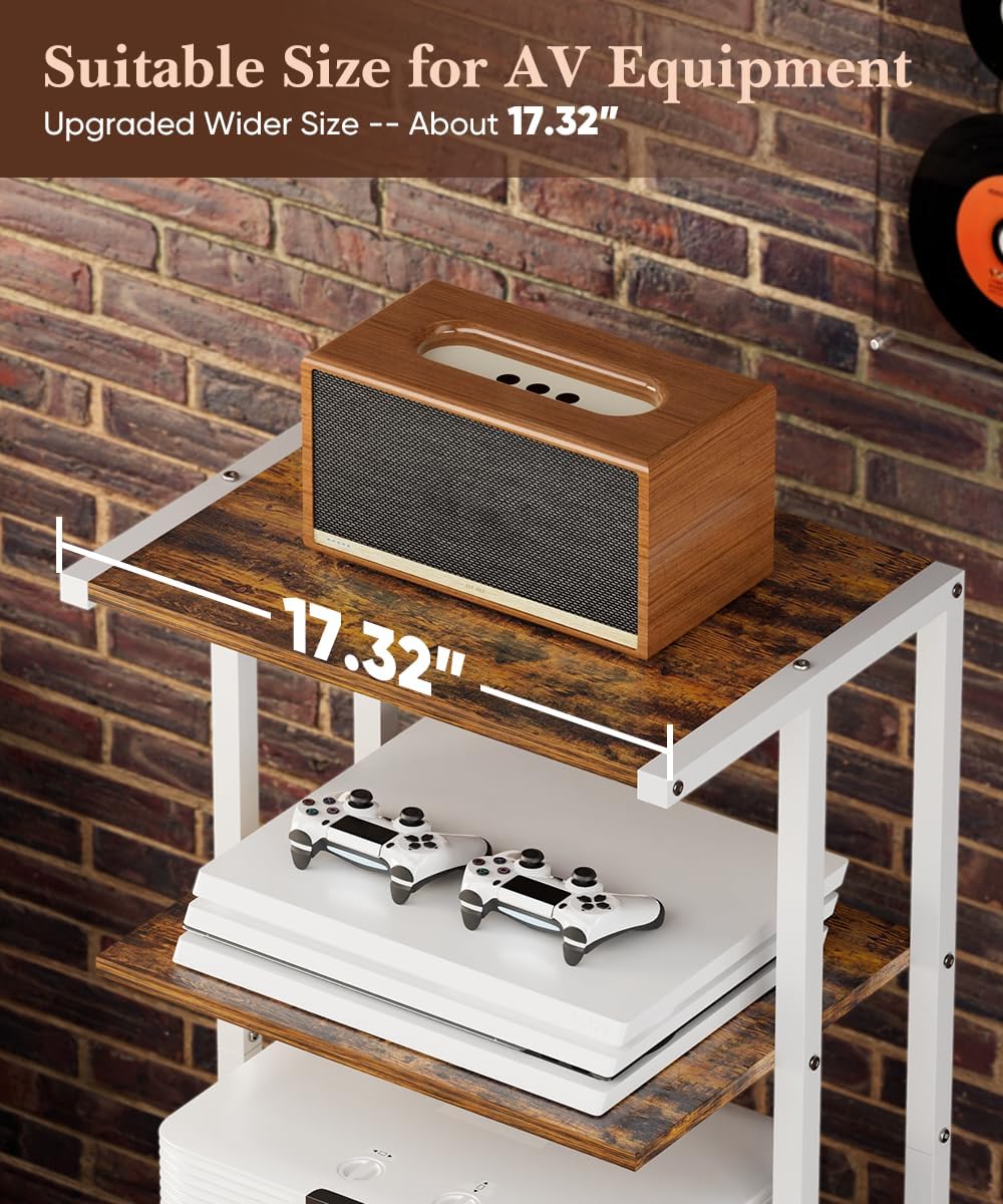 17.3" game console stand, 4-tier gaming consoles shelf, close-up detail
