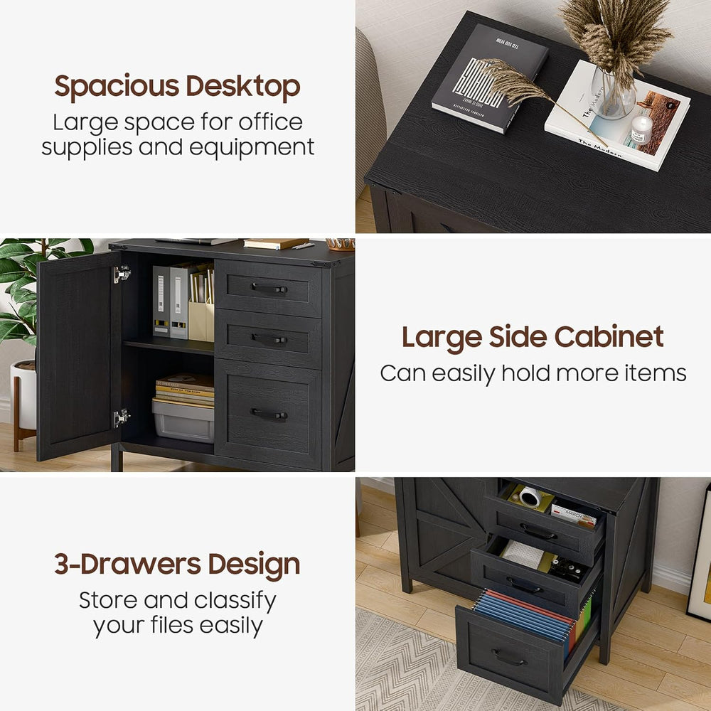 Befrases File Cabinet 3 Drawers Lateral File Cabinet with Adjustable Shelf fo...